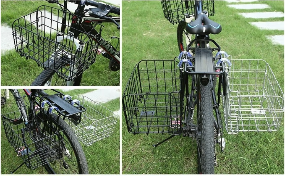 Складаний велосипедний кошик - навісний багажник для велосипеда, чорний, вантажопідйомність 25 кг