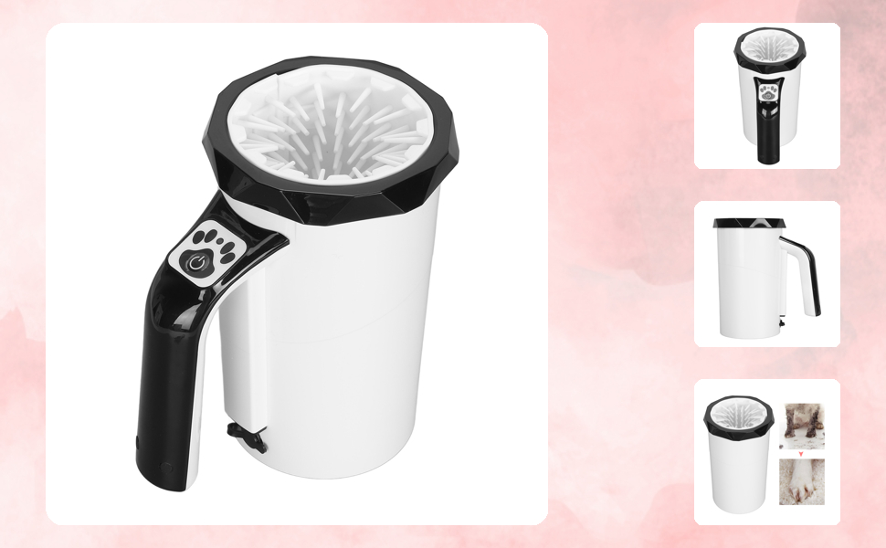 Автоматичний мийка лап для собак, перезаряджувана, силіконові щітки, мийка лап для домашніх тварин, потужна, бездротова, для великих собак (чорний та білий)