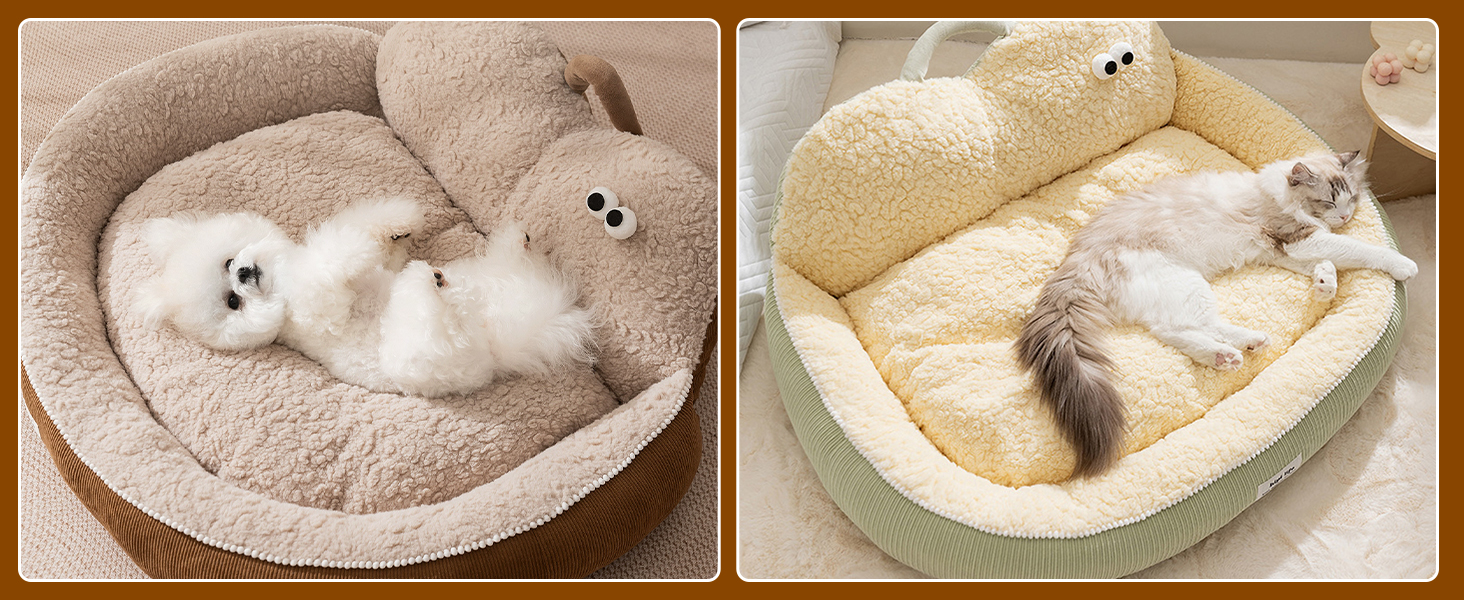 Кругле ліжко для котів Galatée, м'яке, плюшеве, з антиковзною основою (зелене, M)