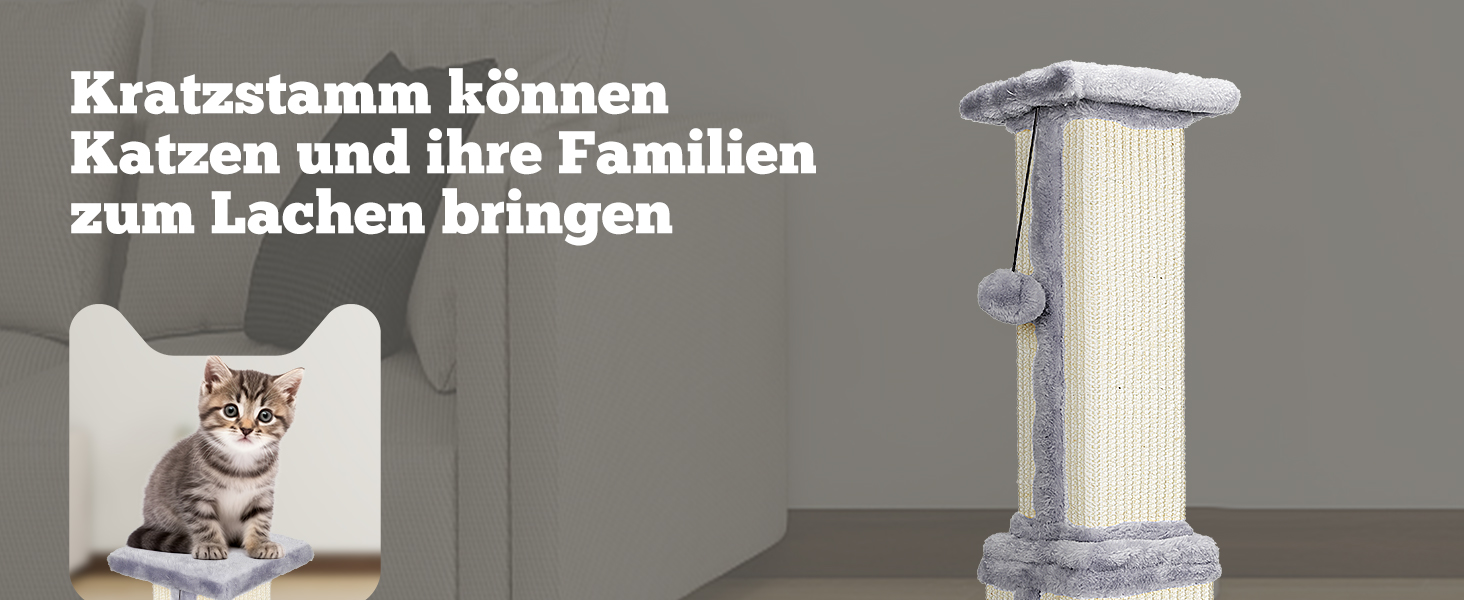 Котячий будиночок-когтеточка Eukue 80 см: велика платформа, мотузка з сизалю, стабільна база. Ідеально для кошенят та дорослих котів. Білий когтеточний комплекс