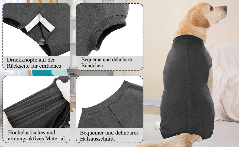 Післяопераційний боді для собак Cyponpy: захист від лизання та ран (L, сірий)