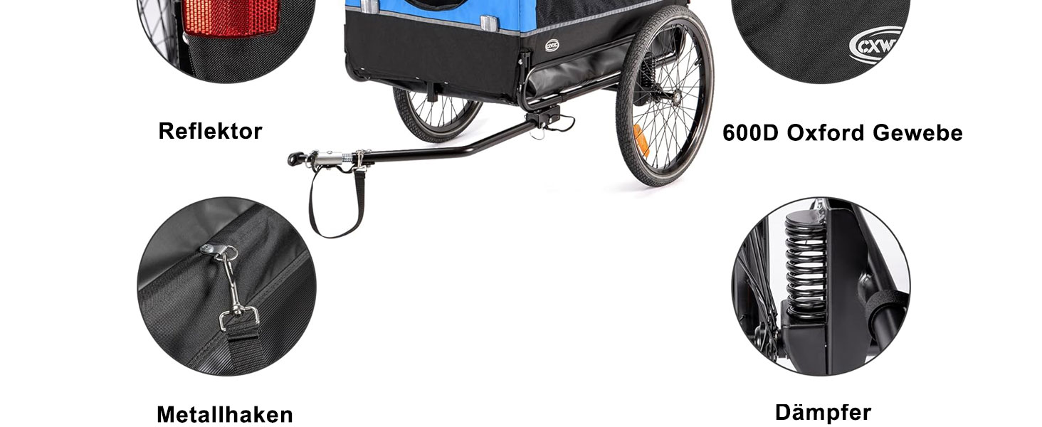 Причіп для собак CXWXC 2-в-1: велосипедний причіп та візок для собак з амортизаторами, сірий, вантажопідйомність 40 кг