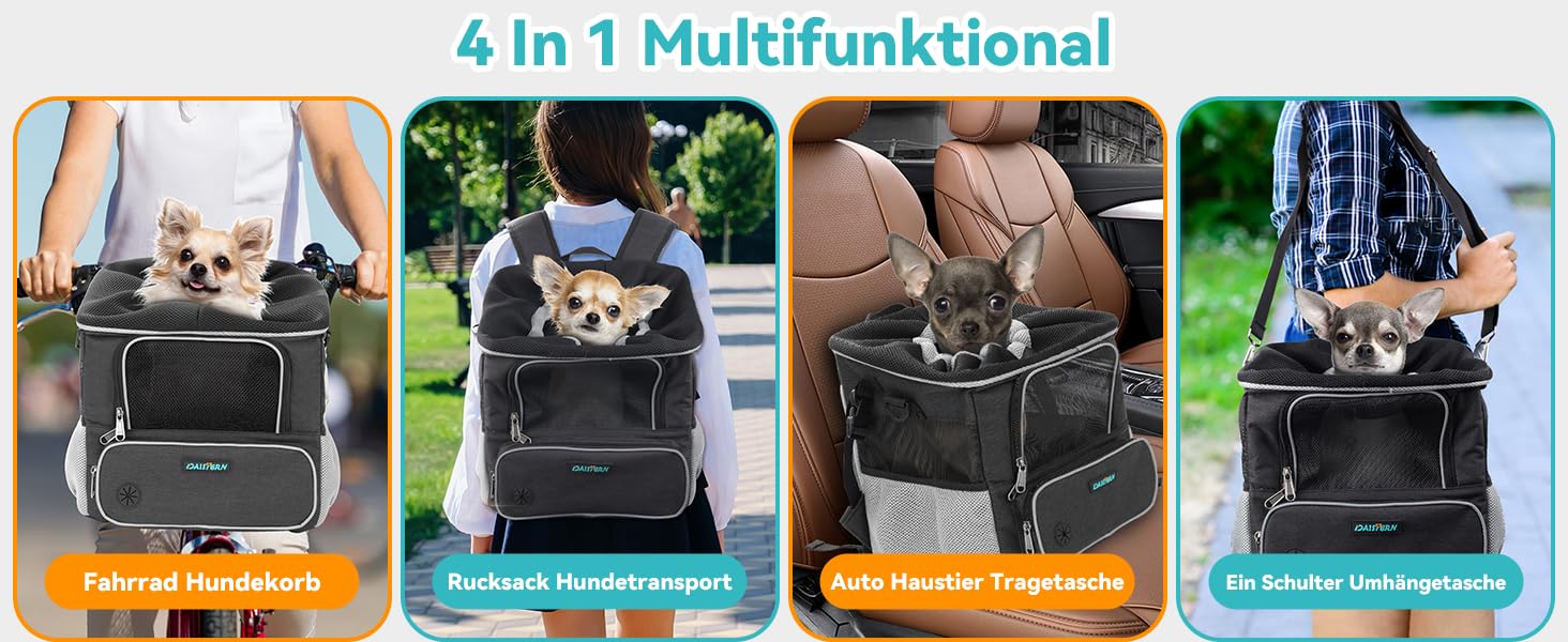 Корзина для собак на велосипед до 3 кг, з кріпленням Φ53 мм, рюкзак-сумка на плече, автокрісло з дихаючою сіткою, водонепроникне сидіння для маленьких собак