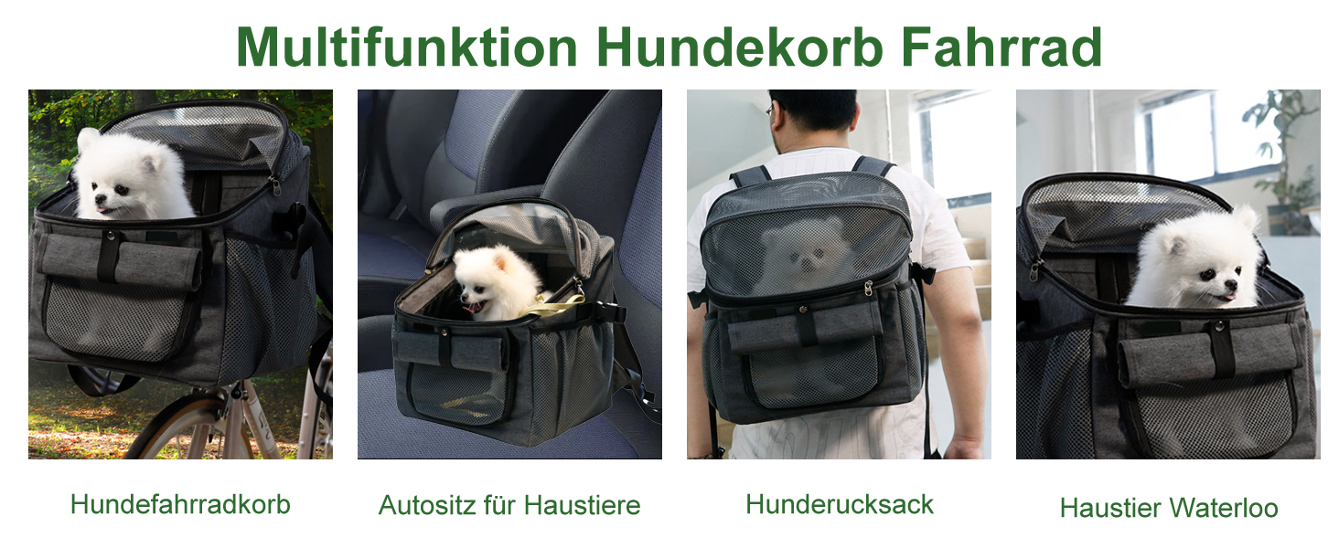Корзина для собак на велосипед, дихаюча, знімний адаптер для керма, підходить для велосипедів та електровелосипедів
