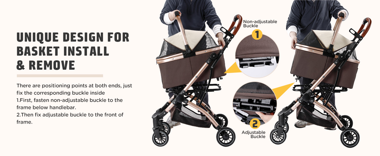 Візок для котів та собак Gimars 20кг, 4-в-1, складання, поворот 360°, гумові колеса, гальмо, захист від дощу, регульована ручка, хакі