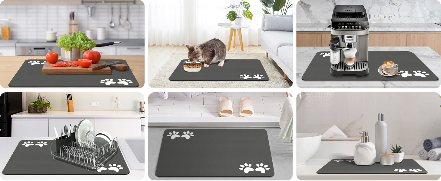 Килимок під миску для собак та котів, швидковисихаючий, водонепроникний, антиковзкий (60x150 см)