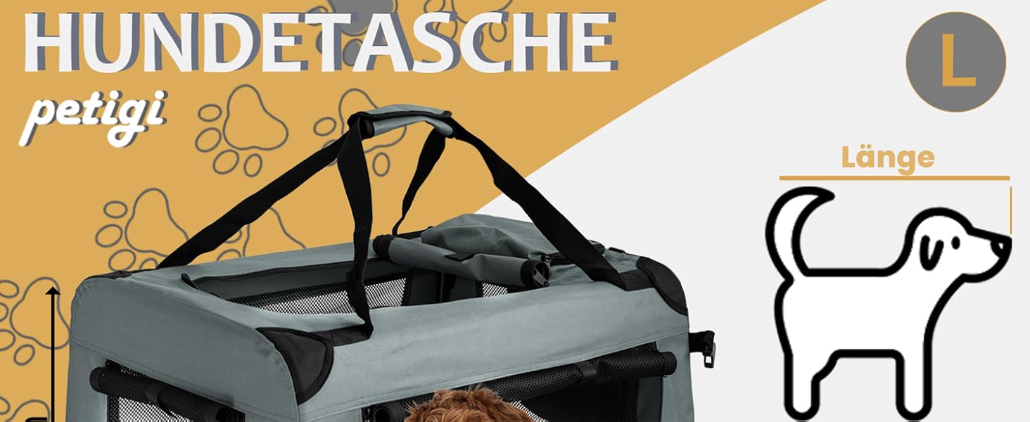 Складана переносна переносна сумка-переноска для собак та котів Petigi (Сірий, L 70x52x51 см)