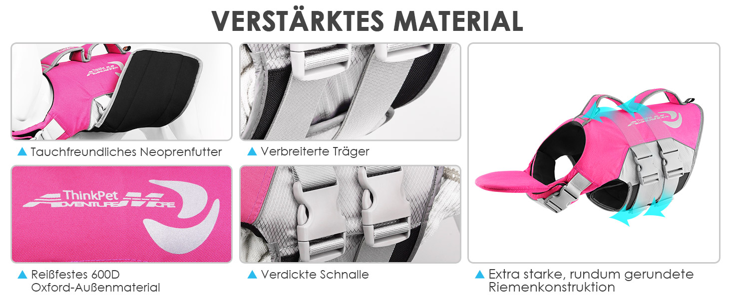 Жилет рятувальний для собак ThinkPet, рожевий, розмір M
