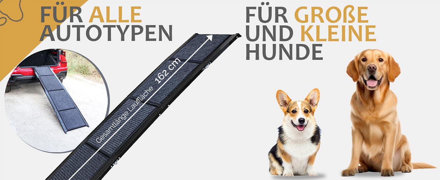 Рампа для собак Petigi, 170 см, складана, з неслизьким килимком, вантажопідйомність 90 кг