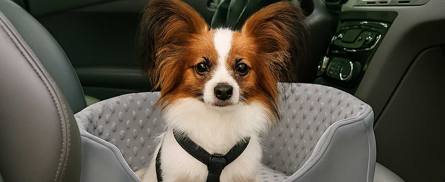 Автокрісло для собак KING DOG до 8 кг, сіре, 50x40 см. Зручна переноска з кріпленням на ремінь безпеки та м'яким килимком. Фолдне, миється. Підходить для SUV та легкових автомобілів.