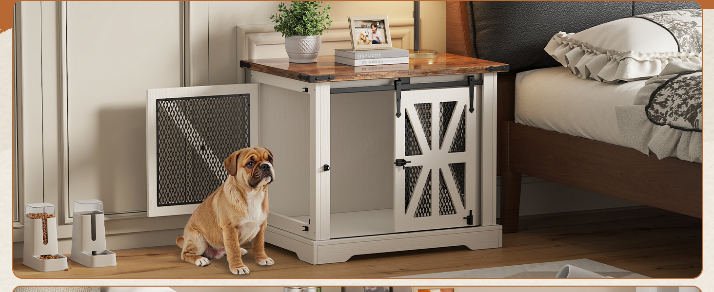 Клітка для собак, 73 см, дерев'яна будка для собак, клітка для собак для дому, посилене виконання, захист від укусів, розмір 73x51x60 см, білий колір