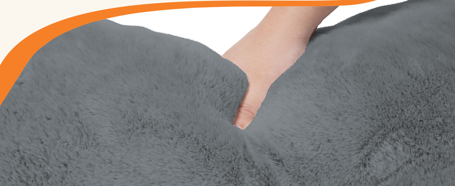 Крісло-мішок для собак та людей NESTROAD, 180x114x35 см, сірий, з штучним хутром, подушкою та ковдрою