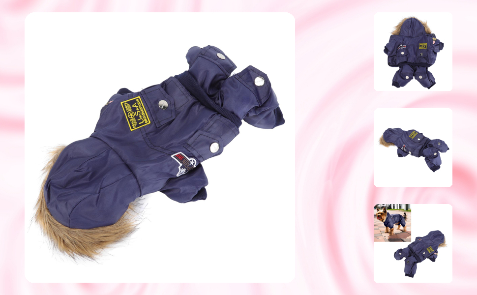 GLOGLOW Зимова куртка для собак, тепла, з капюшоном, для маленьких собак (S, блакитна)