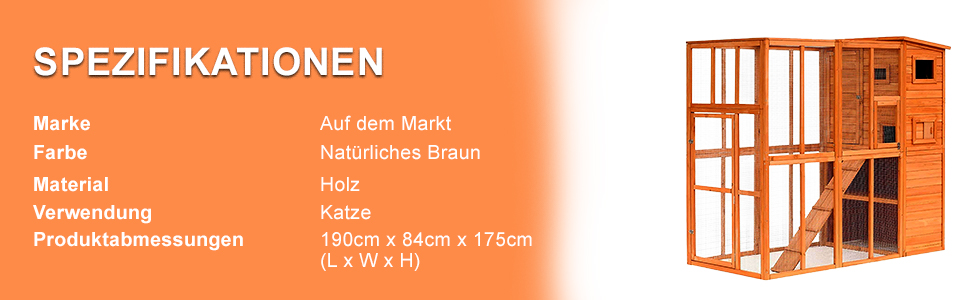 Кітложка InTheMarket з великим вольєром, повністю закрита, багатоповерховий будиночок, міцна конструкція, асфальтовий дах, 190 x 84 x 175 см