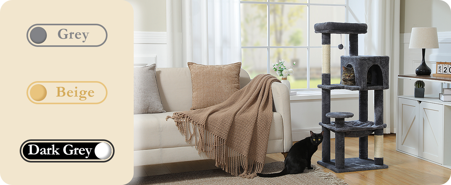 Комплекс для котів PAWZ Road з будиночком, гамаком та когтеточкою, 6-ярусний, 113 см, зелений