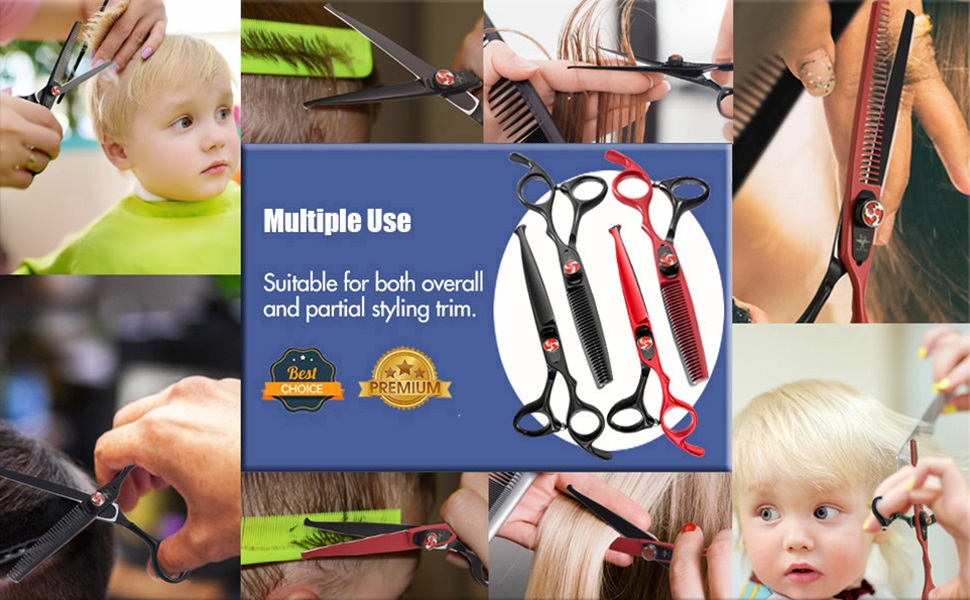 Професійна перукарська ножиця PURPLEBIRD 6 дюймів з нержавіючої сталі, безпечні закруглені кінчики, для дітей та початківців, ідеальний зріз вдома. Червоний