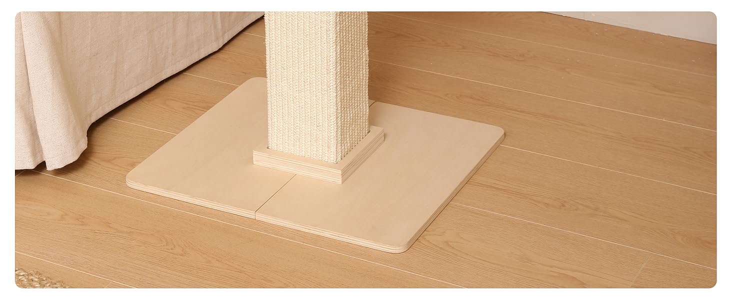 Котячий будиночок FUKUMARU з подряпуванням, 73 см, бежевий. Високий кігтетопор з платформою 46x36 см, з місцем для відпочинку, з натурального сизалю та масивного дерева.