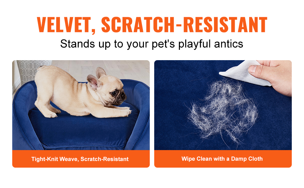 Крісло-лежанка для домашніх тварин VEVOR, лежанка для собак та котів середнього розміру, м'яка велюрова лежанка для собак, крісло для котів, що витримує до 37 кг, лежанка для домашніх тварин, темно-синій колір, розмір L (71 x 51 x 11 см)