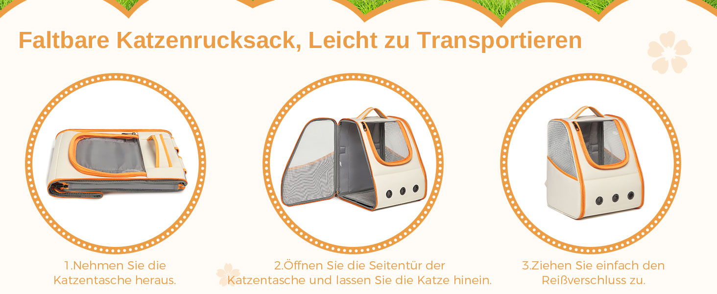 Рюкзак для кота/собаки Dogat, складаний, для перевезення тварин, помаранчевий+білий