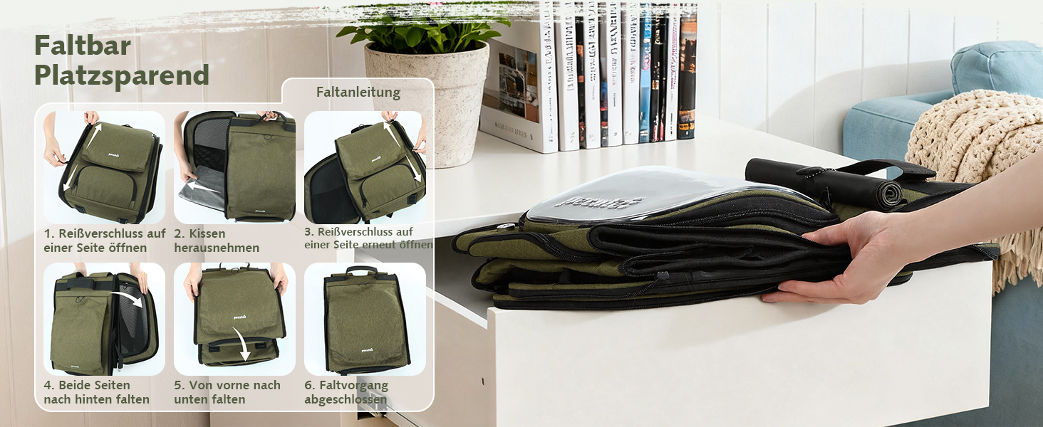 Пекют Рюкзак-переноска для кота з віконцем-бульбашкою, великий (32x26x42 см, хакі)