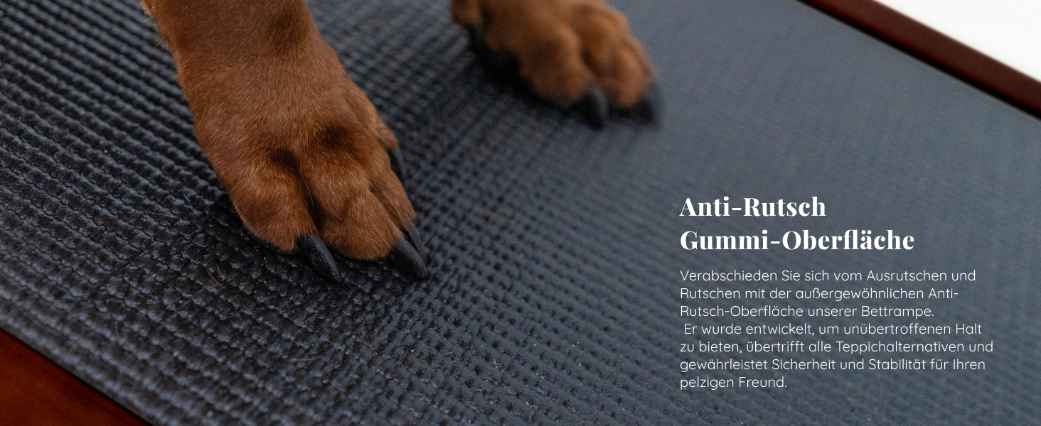 Східці для собак до ліжка з поручнями - для великих собак до 90 кг - регульована висота до 94.5 см - ширина 49,5 см - складані - антиковзні ручки - береза - натуральний колір (волоський горіх)