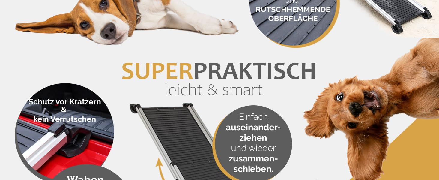 Рампа для собак у автомобіль Teleskop, висувна, алюміній, до 90 кг, неслизька