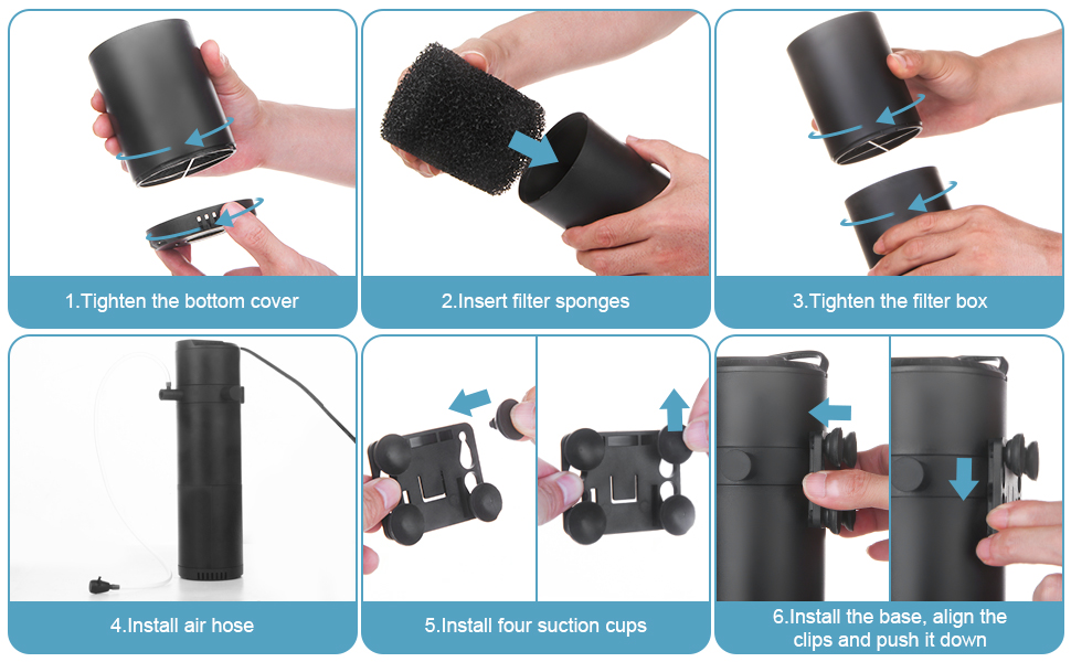 ITIY Внутрішній фільтр для акваріума 300-500л, регульований, 25W, 2000л/год, з подвійним виходом води та аерацією