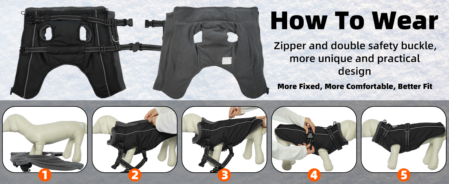 Зимовий одяг для собак Lelepet: теплий, вільний від вітру, з інтегрованим шлейкою, з флісовою підкладкою, світловідбиваючий, чорний, 3XL