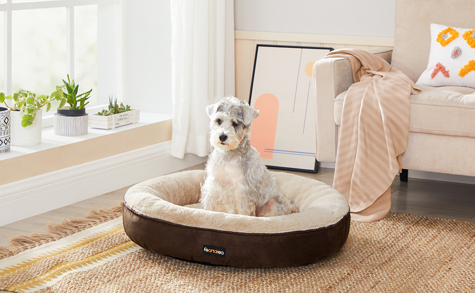 Ліжко для собак та котів Feandrea Donut, діаметр 50 см, колір коричневий