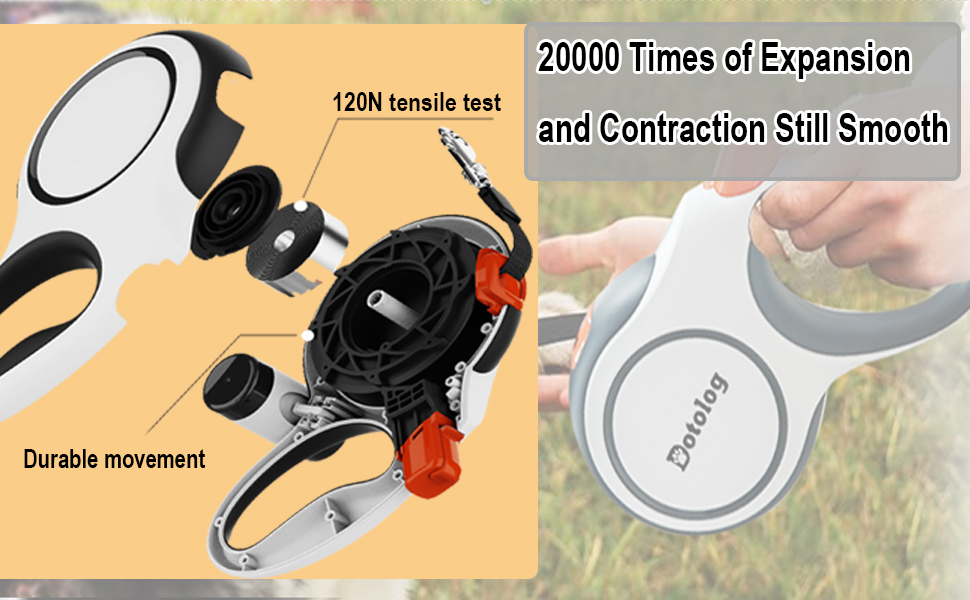Еластична повідка для собак Dotolog, висувна, до 8 м, для собак середніх та великих порід (до 50 кг), чорна