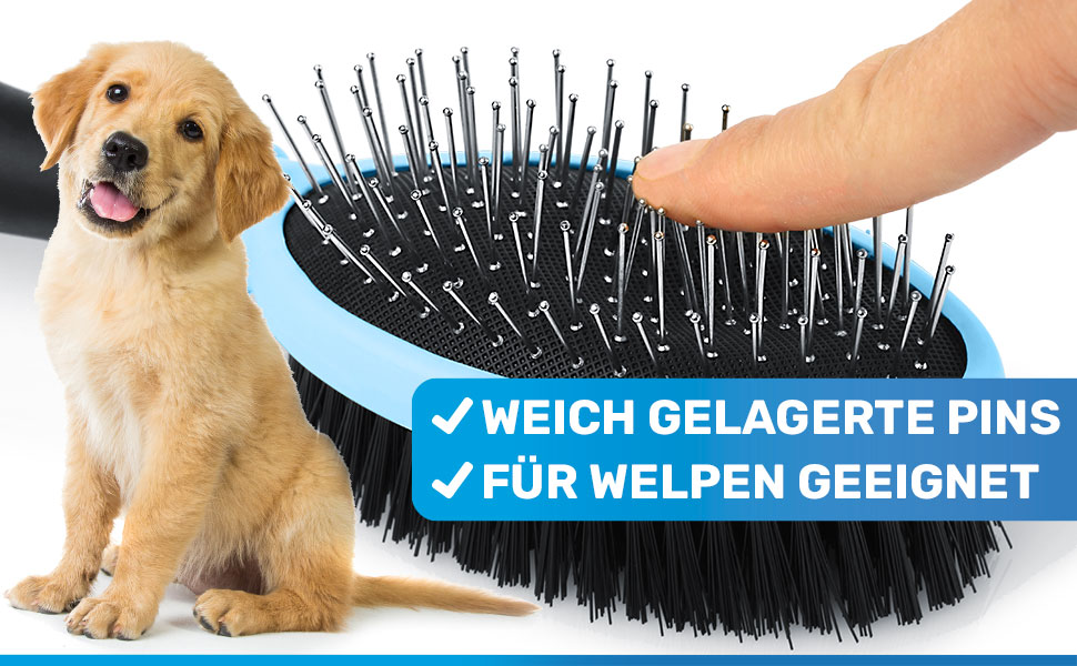 Щітка для собак BluePet 2в1 для довгої та короткої шерсті, для цуценят та котів. Розчісування, вирівнювання, вибирання. Універсальна щітка з щетиною (Рожева, M-L)