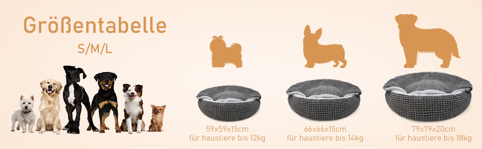 Кругле ліжко для собак та котів середніх розмірів JOEJOY, м'яке, з подушкою, 66x66x15 см, сіре