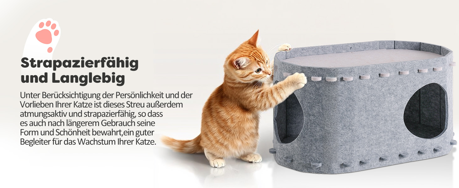 Кігтеточка-будиночок для котів Solview з фетру, сіра, 58x33x30 см