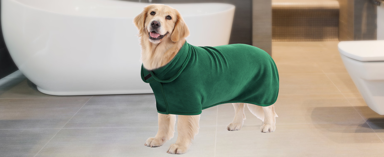 Рушник для собак PETTOM, мікрофібра, швидковисихаючий, для великих собак (M, зелений)