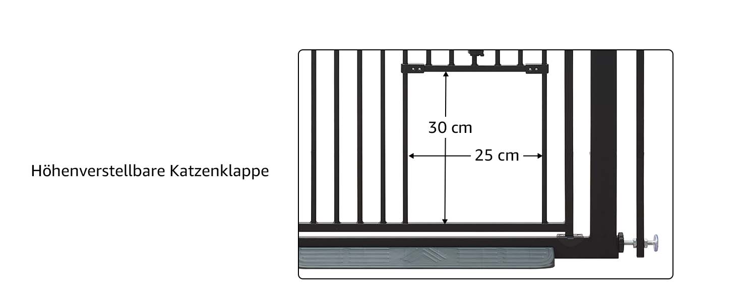 Кітниця UniPaws для дверей, 142 см, з дверцятами для котів, ширина 95–105 см, для собак та котів, для сходів та дверей, білий колір (чорний, ширина 79-95 см)