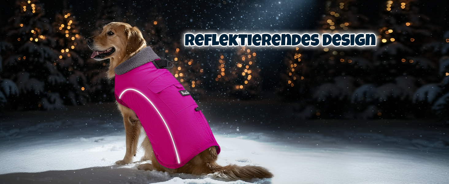 Зимовий одяг для собак: водонепроникна та вітрозахисна флісова куртка з кільцем D та кишенею, світловідбиваюча жилетка для середніх собак, блакитна, розмір L