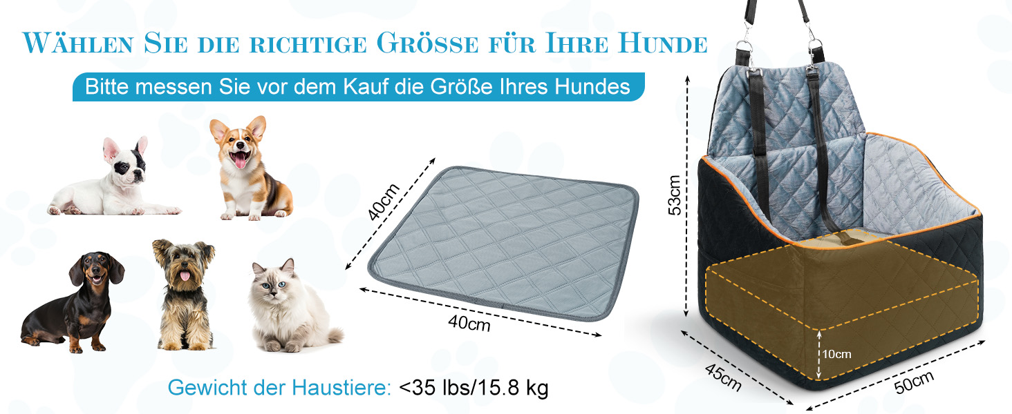 Автомобільний собачий сидіння для собак великих та середніх порід до 45 кг, знімний та пральний, з безпечними ременями та неслизьким дном для заднього сидіння авто