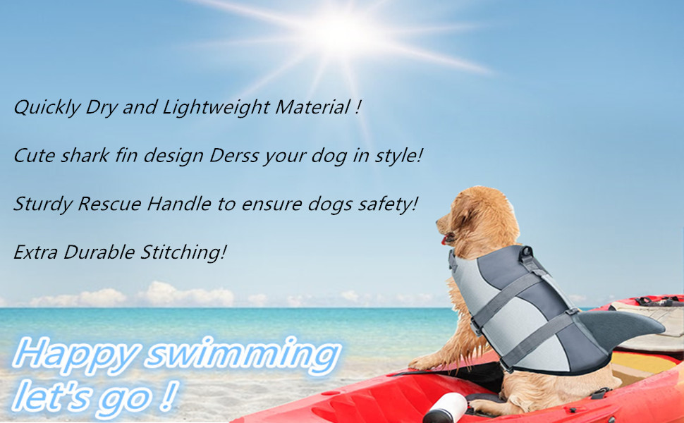 Жилет для плавання собак Aokay Shark, розмір M, сірий. Безпечний рятувальний жилет для собак з міцною ручкою.