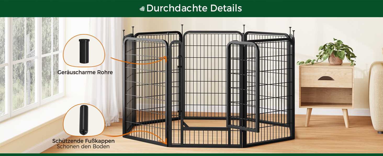 Вольєр для собак Yaheetech 8-секційний, 80 см, для квартири та саду, з'єднання з круглим головою, складаний, без інструментів (100 см висота)