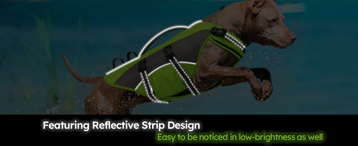 Жилет рятувальний для собак CITEKOILE з ручкою та світловідбиваючими елементами, регульований, для малих, середніх та великих собак, для водних видів спорту, плавання та катання на човні, (S, Зелений)