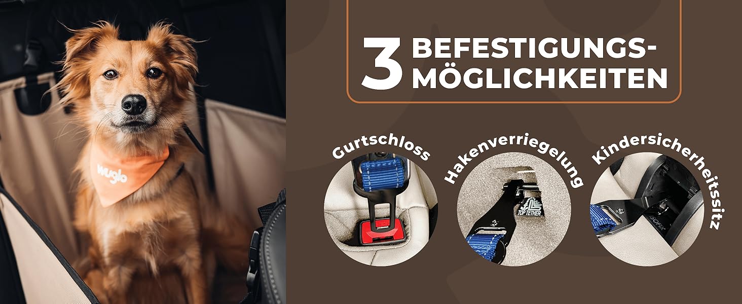 Автогурт для собак Wuglo 30-95см: безпечний пасок для собак у автомобілі, універсальний, темно-синій