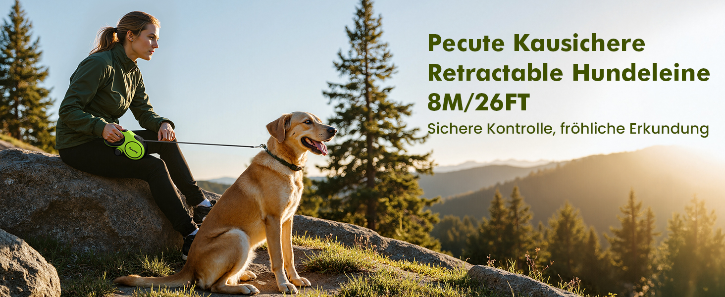 Рулетка для собак Pecute 8м, бічна, з набором для збору відходів, 10-50 кг, зелена