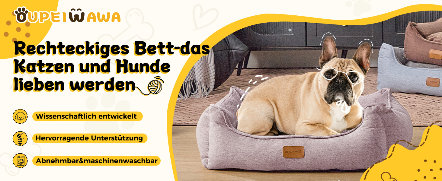 Ортопедичне ліжко для собак, маленьких та середніх порід, 52x41x16 см, м'яке та зручне, кошик для собак з високим бортиком, знімний та пральний чохол, неслизьке, для дому/автомобіля (Хакі, S)