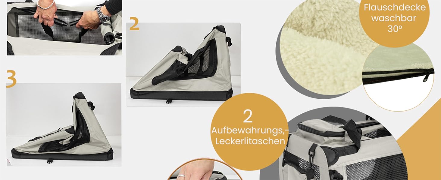 Складана переносна сумка-переноска для собак та котів Petigi (кремовий, S, 50x35x36 см)