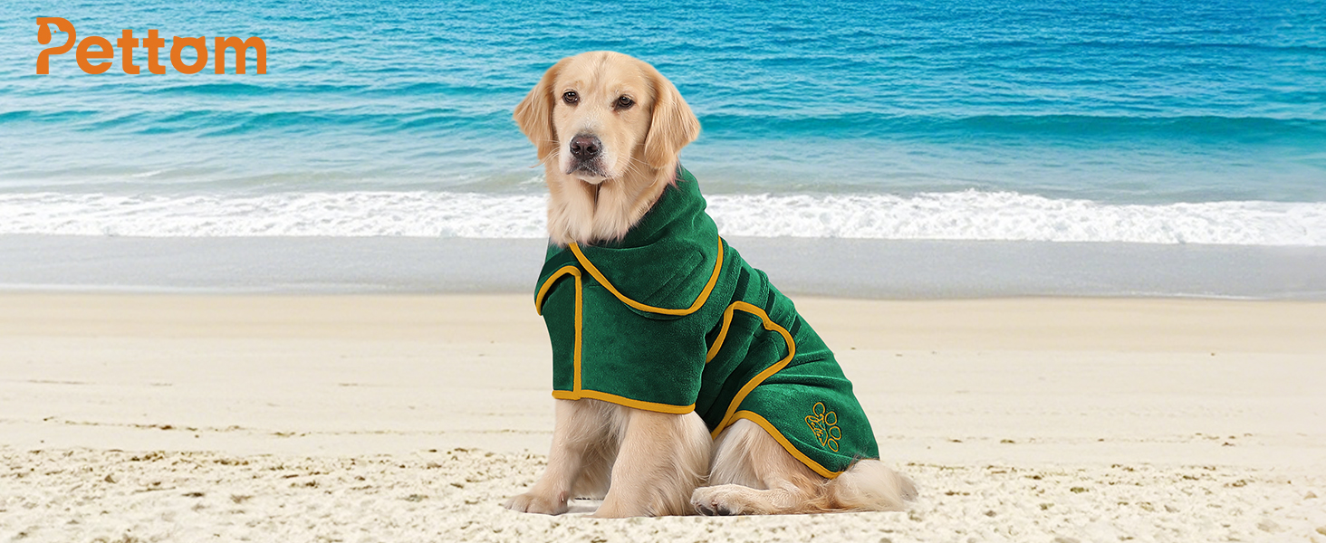 Рушник для собак PETTO, зелений, M - для великих, середніх та маленьких собак