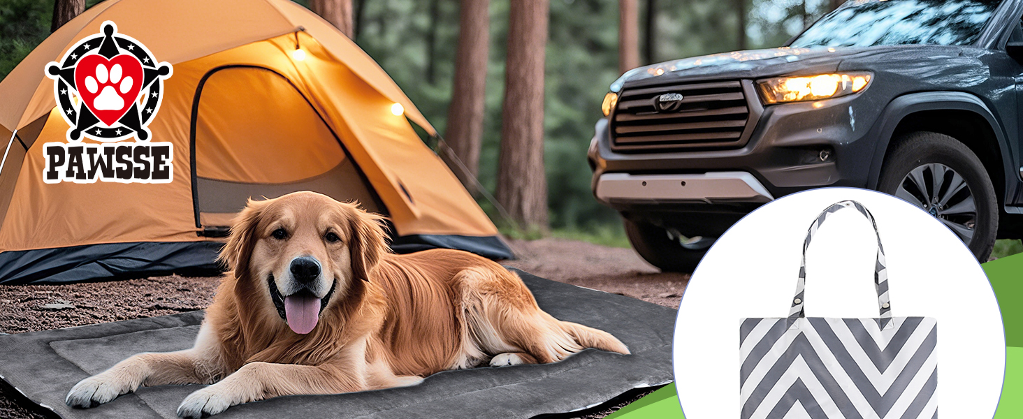 Водонепроникний килимок для собак Pawsse 127 x 70 см - для подорожей, авто, кемпінгу (сірий)