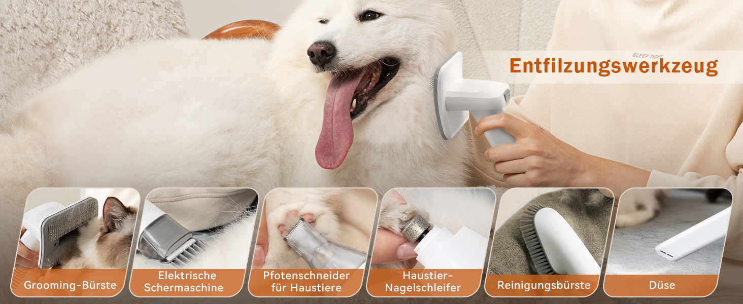 Професійна машинка для стрижки собак Afloia з пилососом, комплект догляду за домашніми тваринами, тиха машинка для собак та котів, професійна машинка для стрижки собак з 7 інструментами, об'єм 1.5л