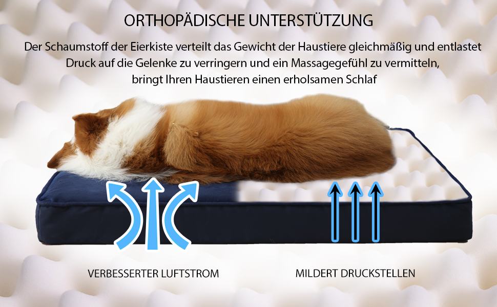 Ортопедичне ліжко для собак великих порід, водонепроникний знімний чохол, неслизьке, миється, блакитне, 105x70x10 см