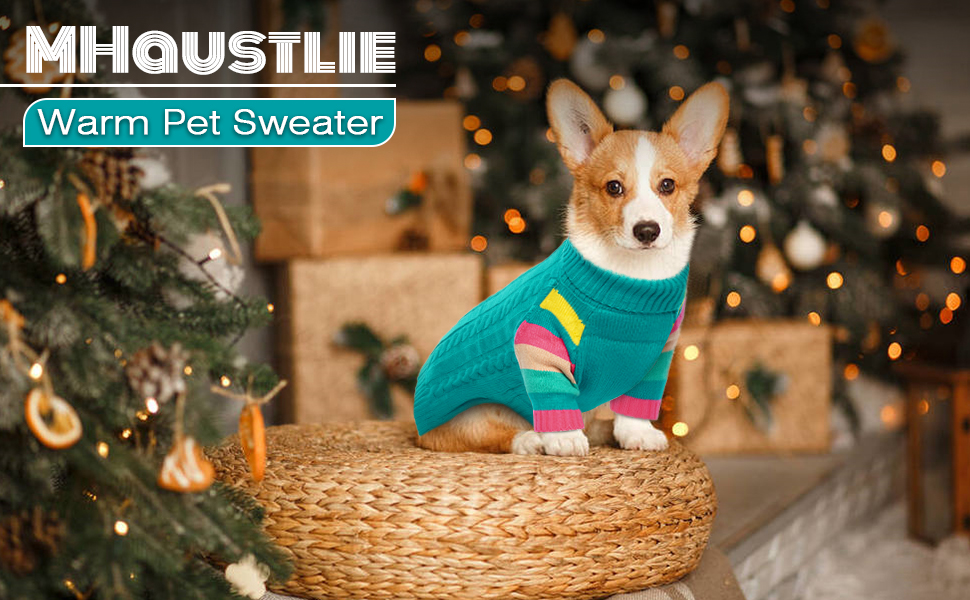 Теплий собачий светр з коміром для холодної погоди. Для чихуахуа, бульдога, такси, мопса, йорка (блакитно-зелений, S)