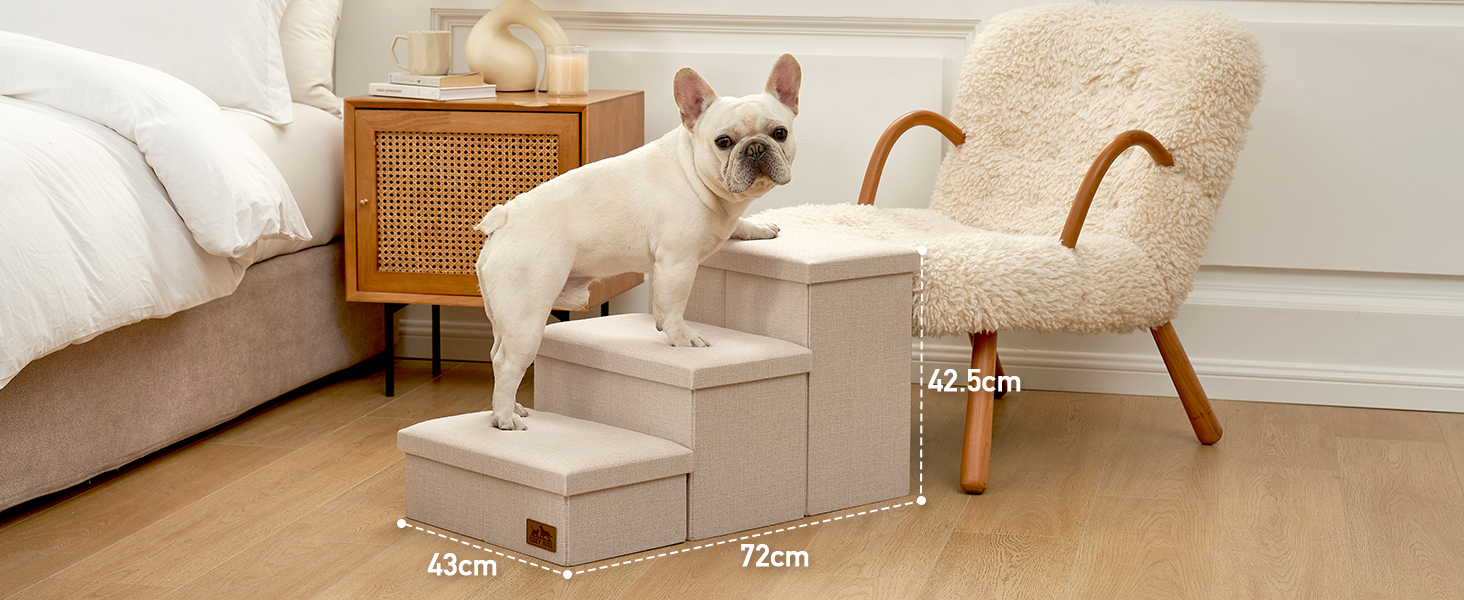 Сходинки для собак маленьких порід зі зберіганням, широкі, складані для ліжка та дивана, з неслизьким покриттям, водонепроникні (3x97x56 см), 3x97x56 см (бежевий, 4, 43x97x56 см)